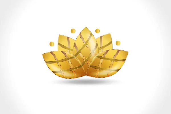 Logo Flor Loto Oro Aislado Sobre Fondo Blanco Icono Vector — Archivo Imágenes Vectoriales