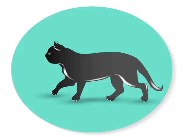 Black Cat Walking Icon Logo Vector Card Image Design Template — Stock Vector