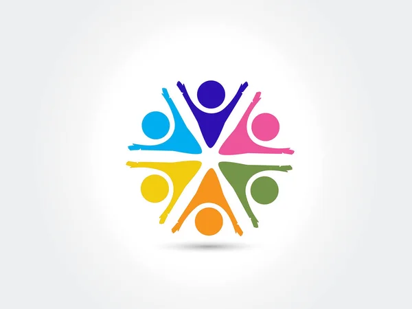 Logo Takım Çalışması Birliği Adamları Renkli Simge Logotype Vektör Web — Stok Vektör