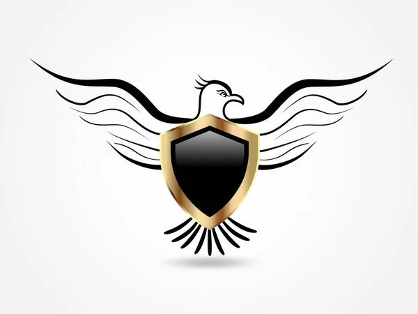 Eagle Golden Shield Vintage Logo Vektorový Design Obrazu — Stockový vektor