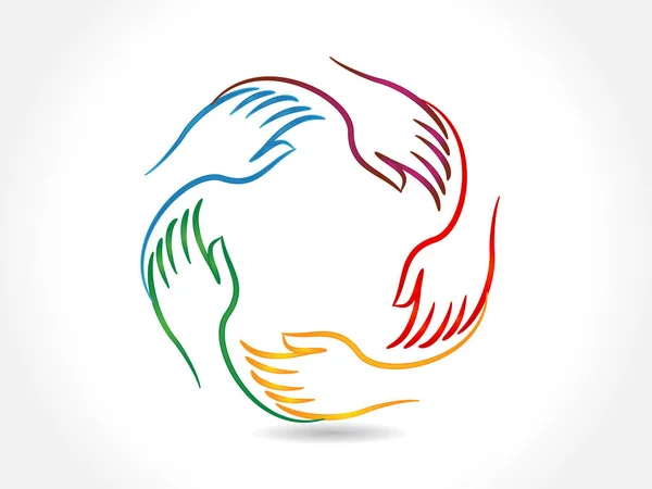 Logo Handdruk Teamwork Zakenmensen Vrijwillige Samenwerking Liefdadigheid Concepten Vector Pictogram — Stockvector