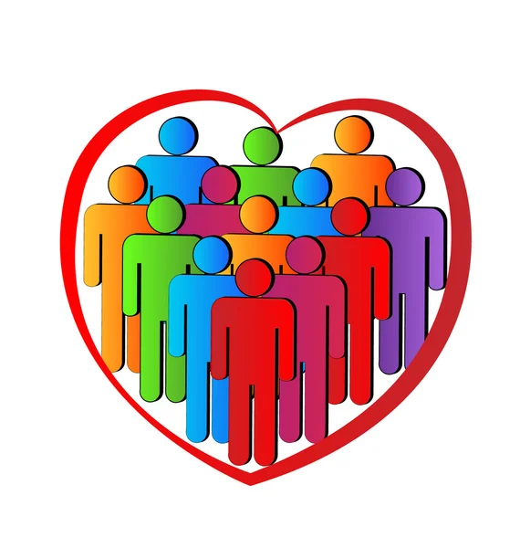 Az emberek egy szív alakú logó vektoros — Stock Vector