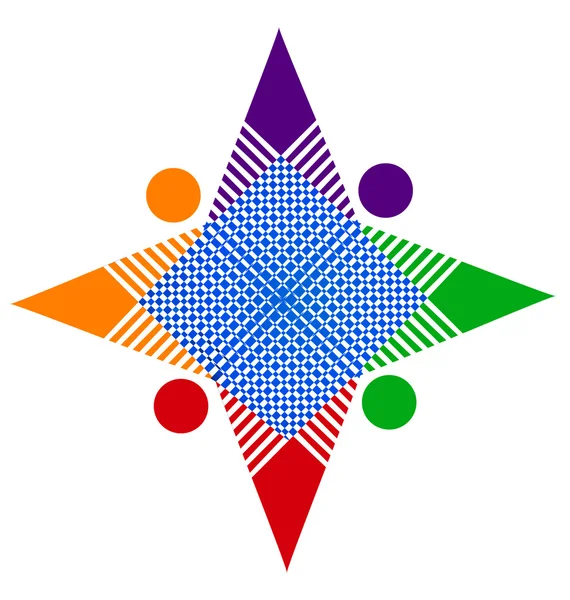 Týmová práce abstraktní hvězda v ostré barvy jednoty logo koncepci — Stockový vektor