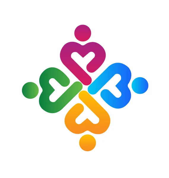 Логотип коллективной работы медицинский союз символ успеха людей — стоковый вектор