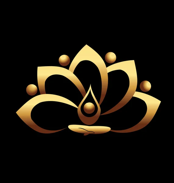 meditasyon simge vektör logo ekibi altın lotus ve insanlar