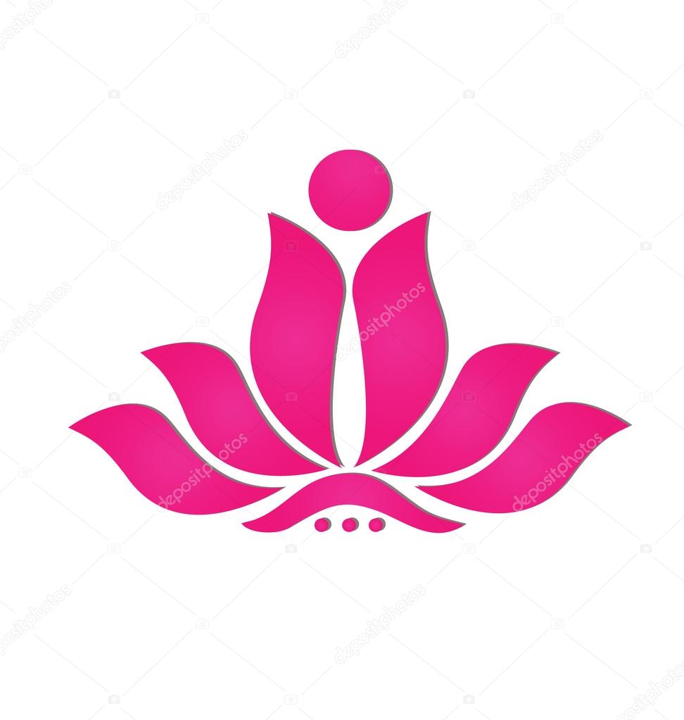 Pink stylized lotus flower icon logo design