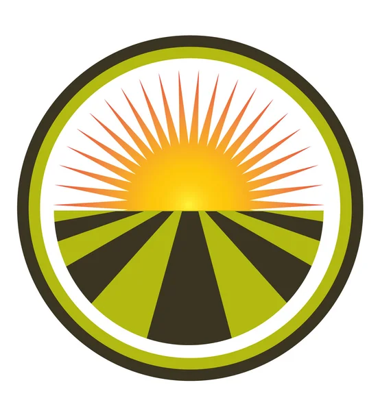 Sunset și câmp icon logo vector — Vector de stoc