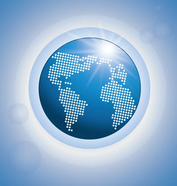 Bleu brillant fond vectoriel carte du monde numérique — Image vectorielle