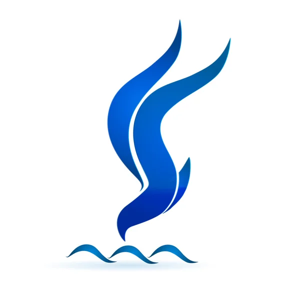 Olas de pájaro azul icono logo vector — Vector de stock