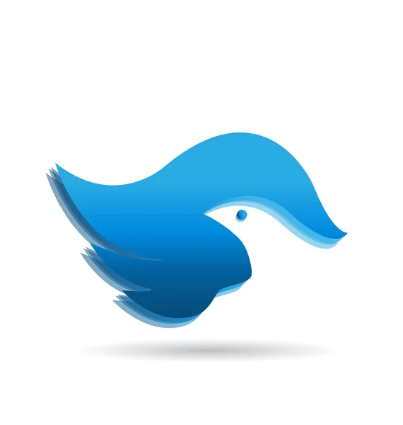 Logo icono vector pájaro azul — Vector de stock