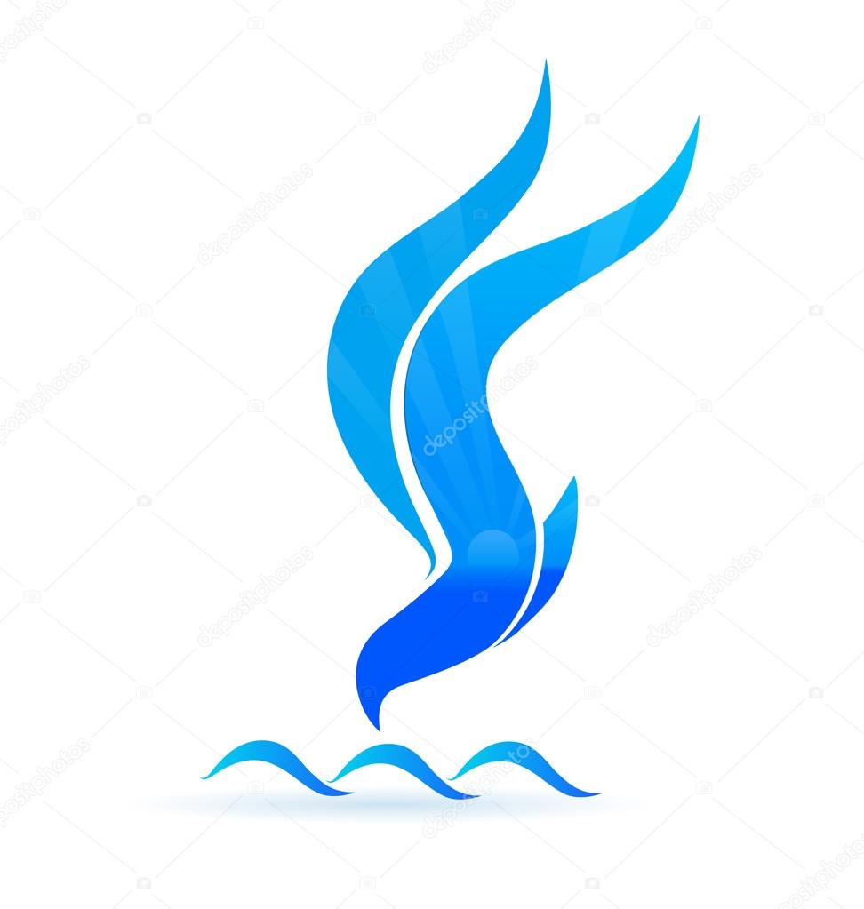 Blue bird sun and waves icon logo vector