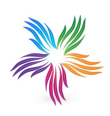 Stilize eller takım çalışması renkli vektör resim tasarım logo