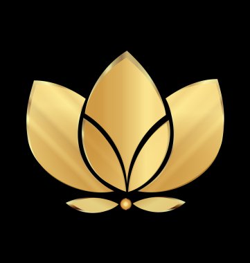 Lotus altın çiçek simge vektör logo tasarımı