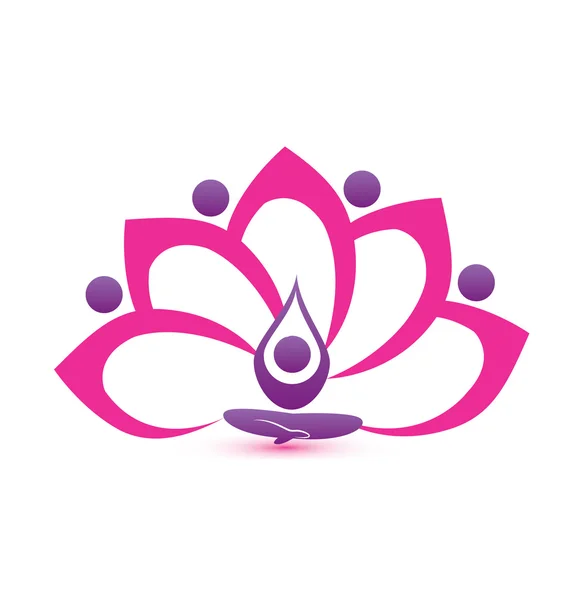 Lotus flor rosa símbolo vector logo diseño — Archivo Imágenes Vectoriales