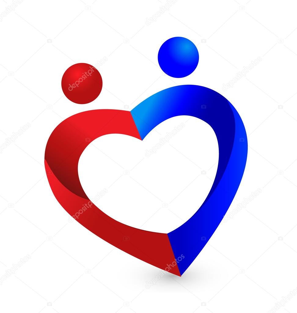 Couple love heart symbol logo vector icon