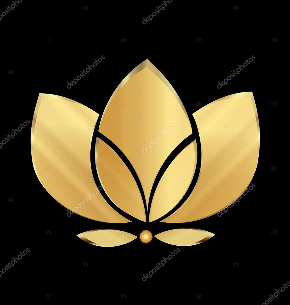 Lotus gold flower icon vector logo design — Stock Vector © Glopphy