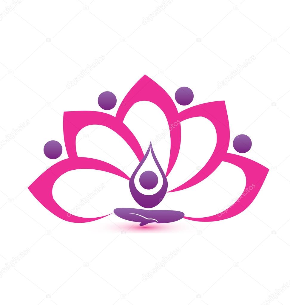 Lotus pink flower symbol vector logo design
