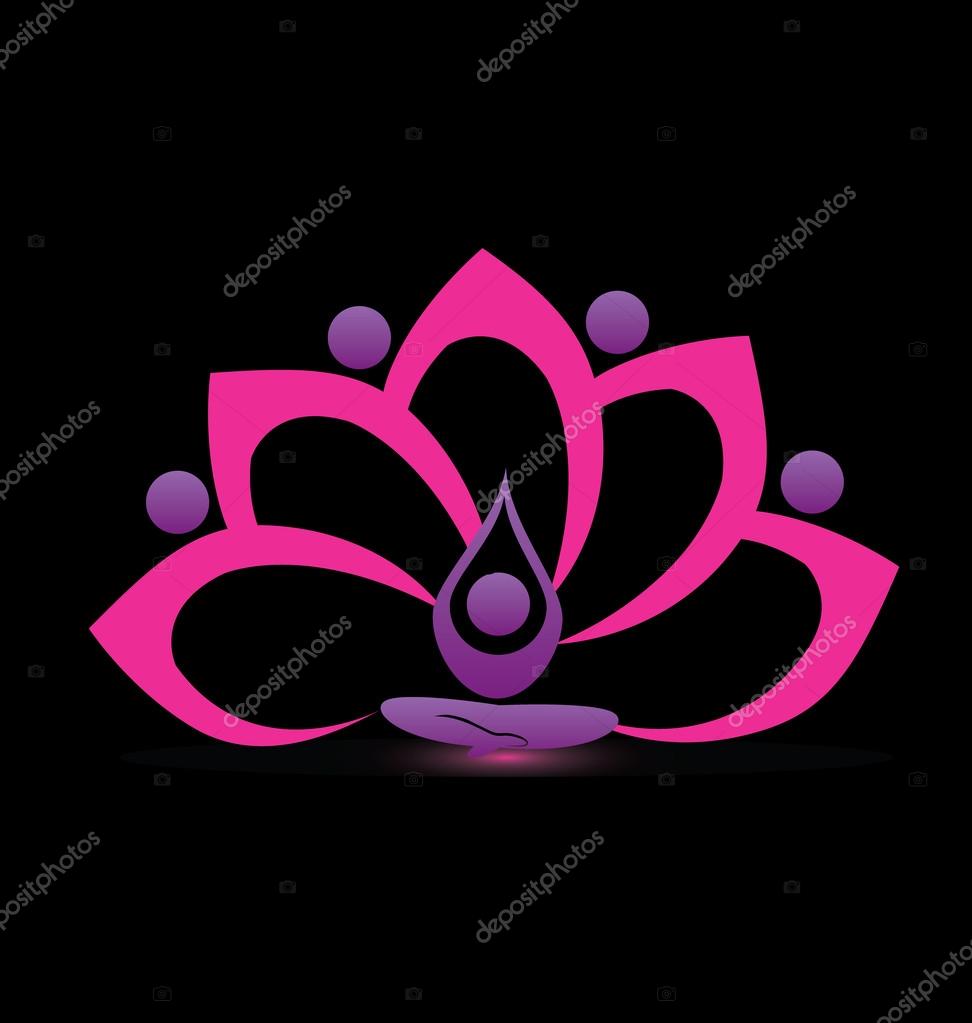 Lotus pink flower symbol vector logo design