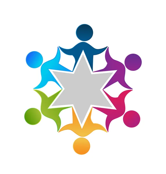 Teamwerk eenheid werknemers mensen logo ontwerp — Stockvector