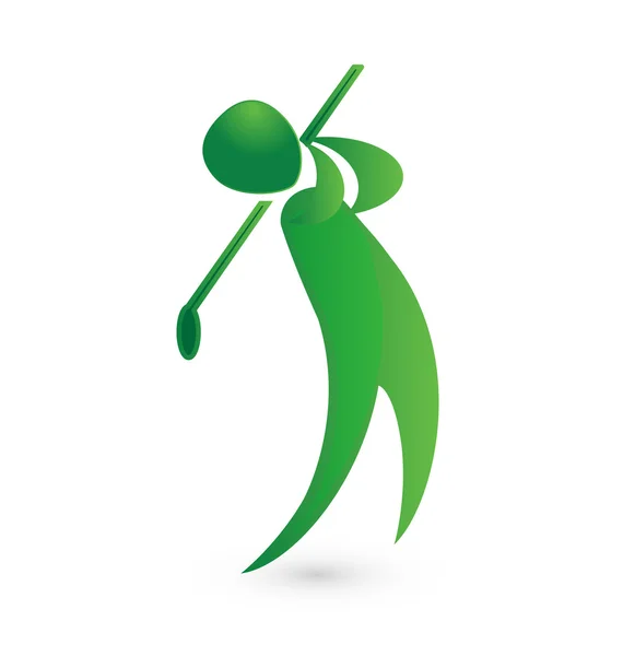 Golf speler groene figuur logo afbeelding vector pictogram — Stockvector
