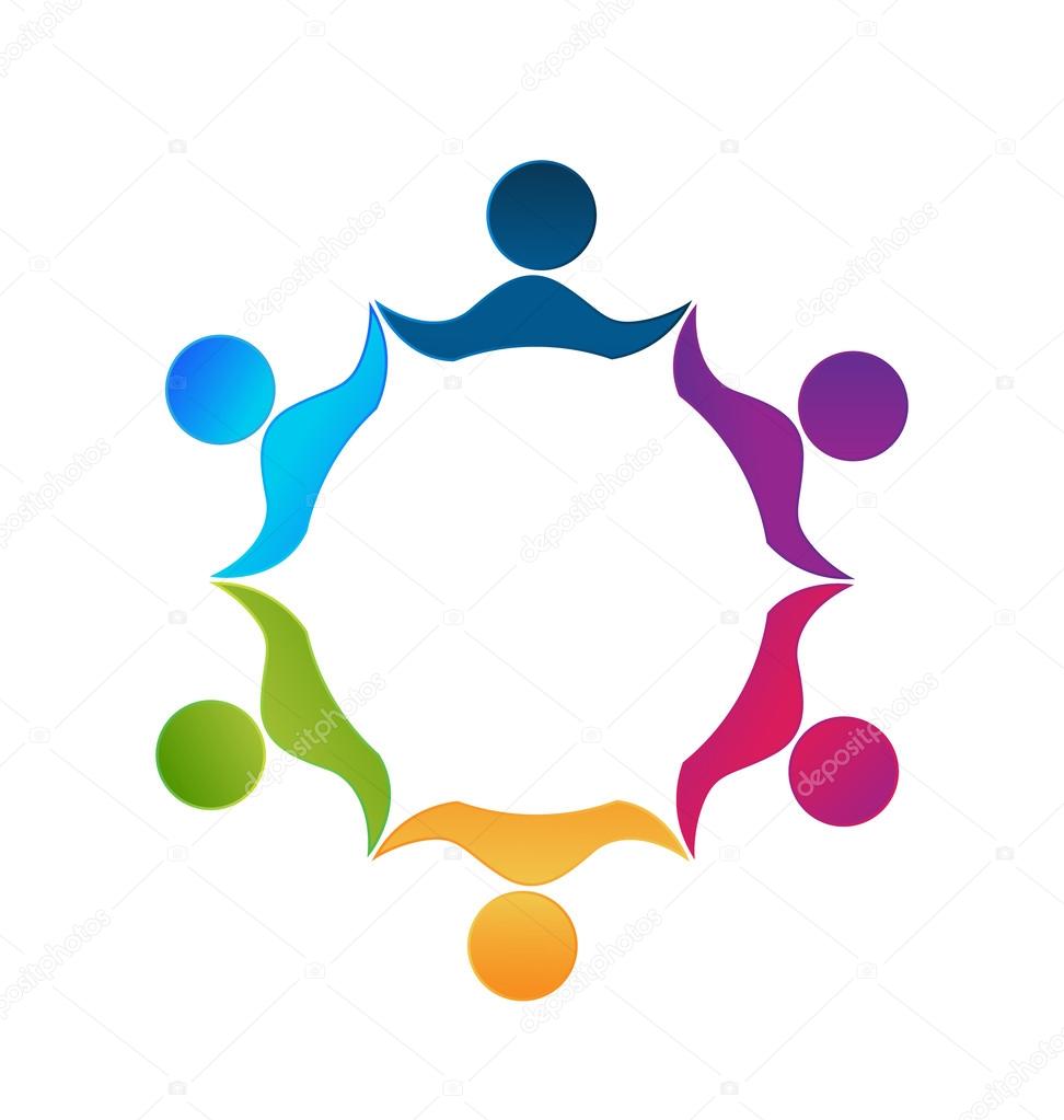Teamwork logo people holding hands vector icon design