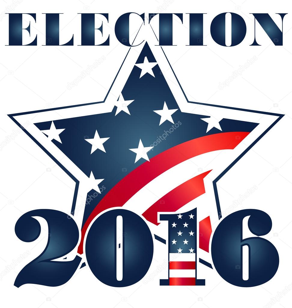 Election 2016 with USA Flag illustration. Vector icon symbol design