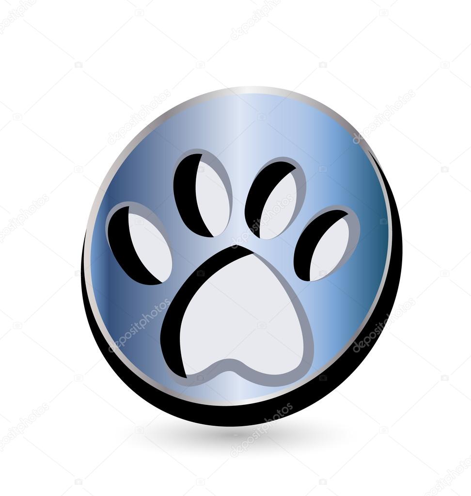 Blue dog footprint medal logo vector