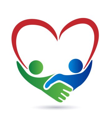 Heart handshake business people logo clipart