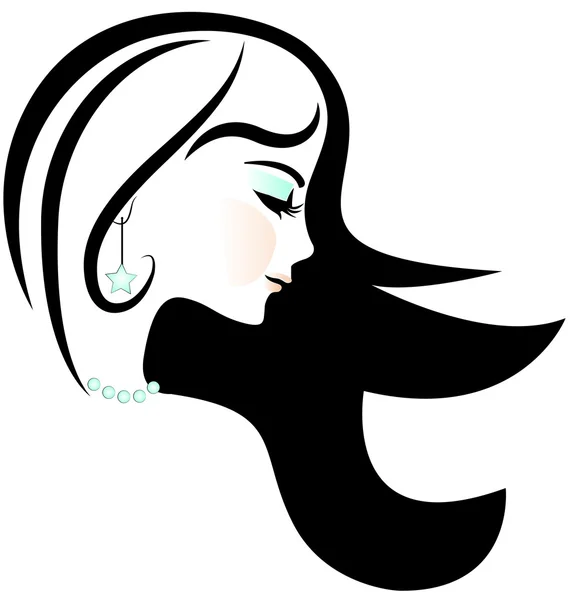 Hermosa cara de mujer bonita silueta vector ilustración — Vector de stock