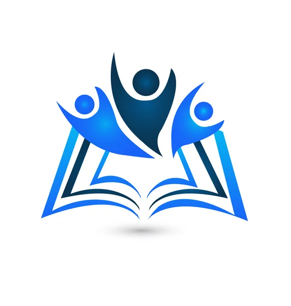 Teamwork bok logotyp utbildning symbol vector — Stock vektor