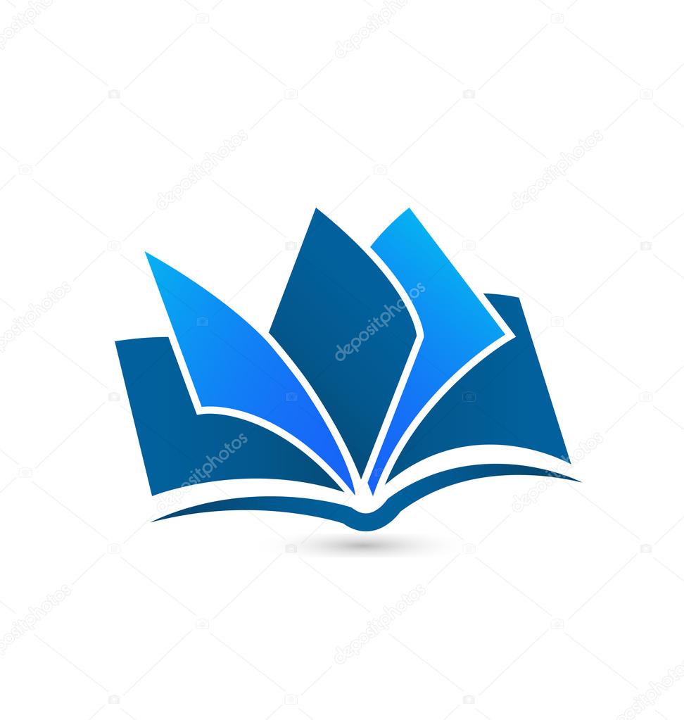 Blue book logo vector background symbol template