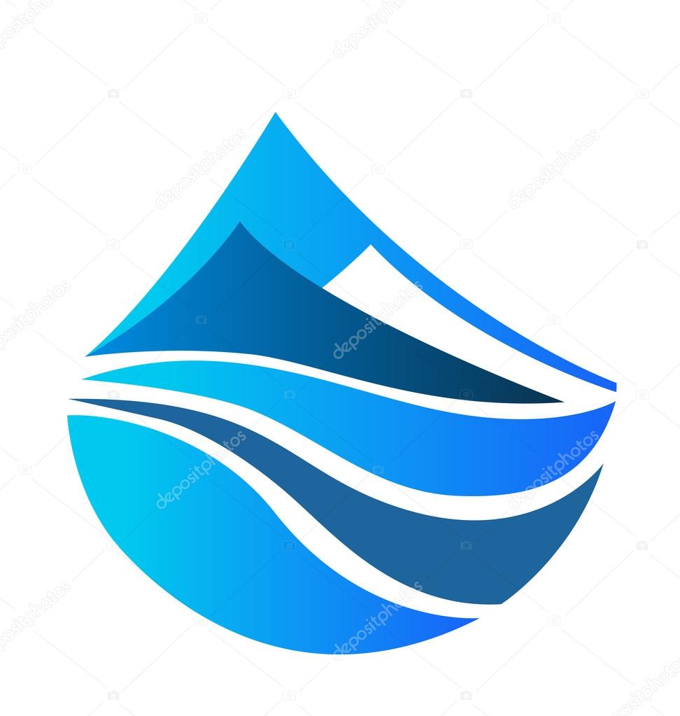 Blue mountains icon logo business card vector design