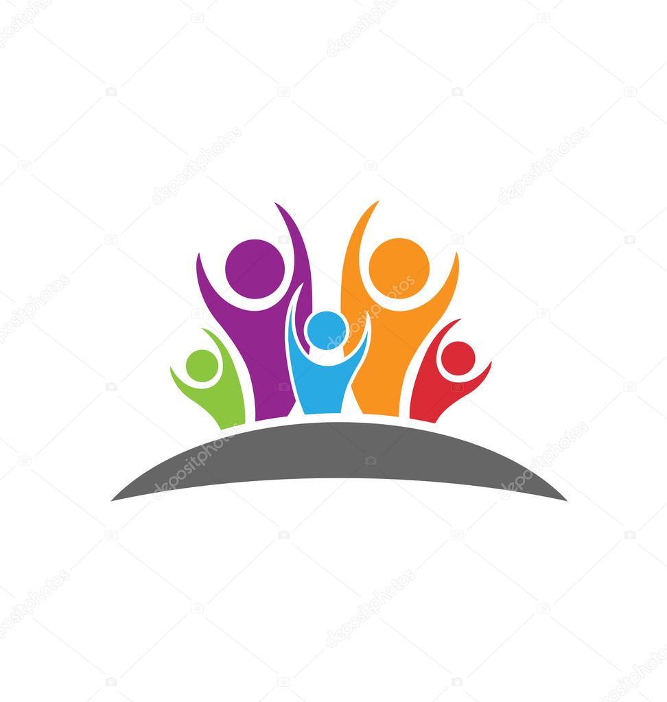 Happy and optimistic people concept of happiness and success logo icon