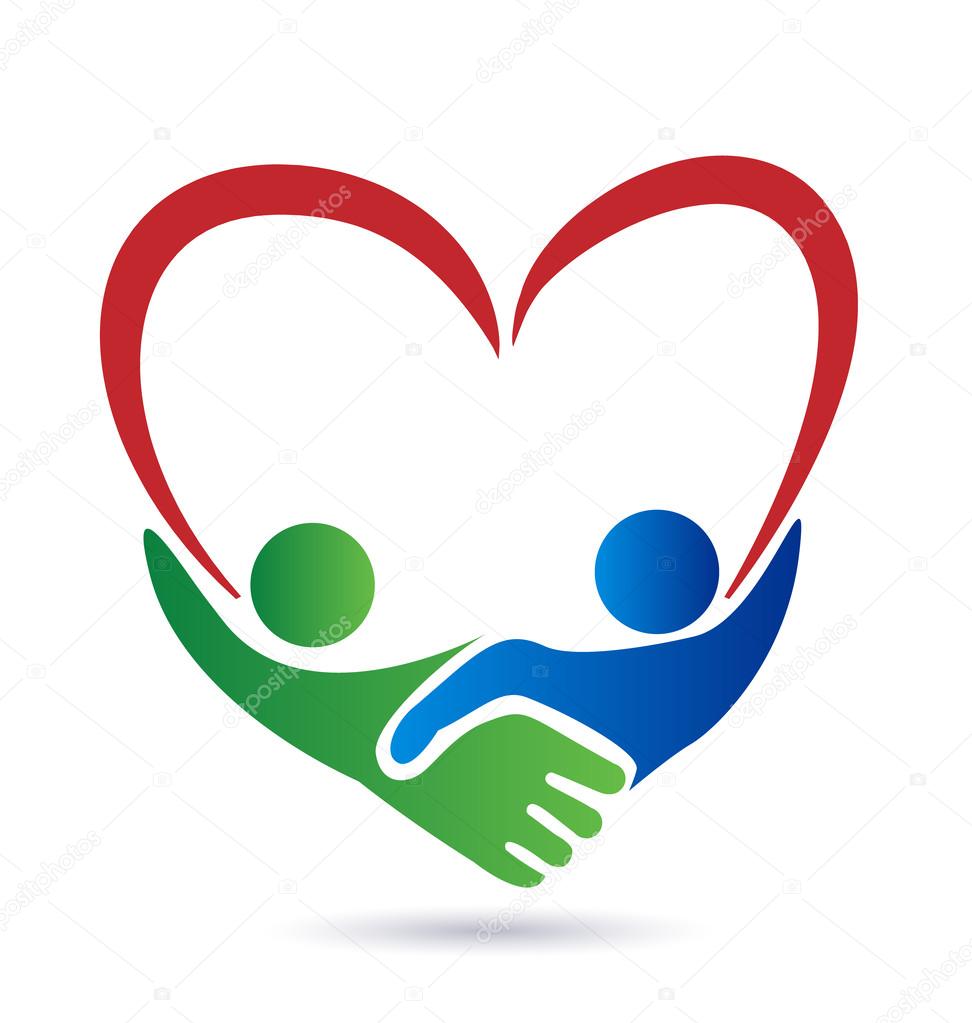 Heart and handshake business people logo vector icon
