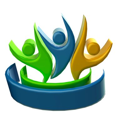 Logo teamwork 3D people icon