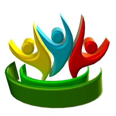 Logo teamwork 3D people icon clipart