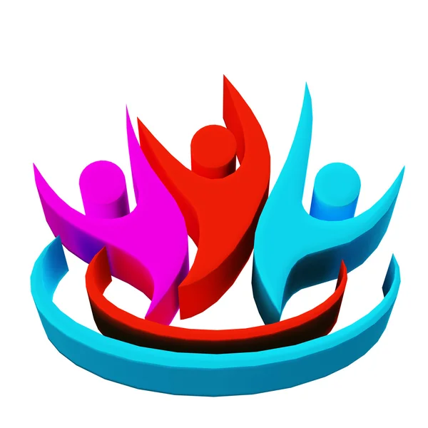 Logo lavoro di squadra 3D persone icona — Foto Stock