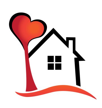 Ev ve kalp ağaç logosu