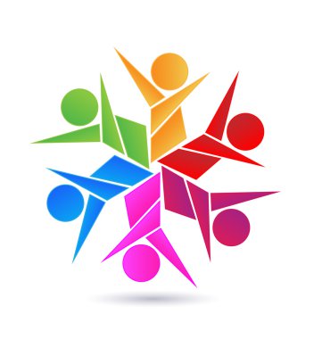Ekip çalışması soyut insanlar simgesi tasarım şablonu vektör logosu