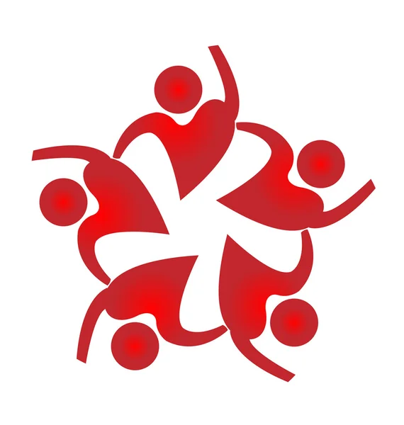 Teamarbeit Menschen Herz Form Logo — Stockvektor