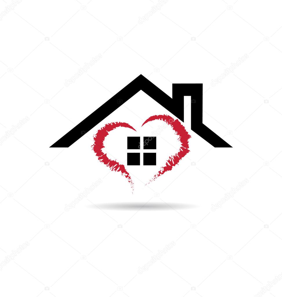 House and heart vector logo