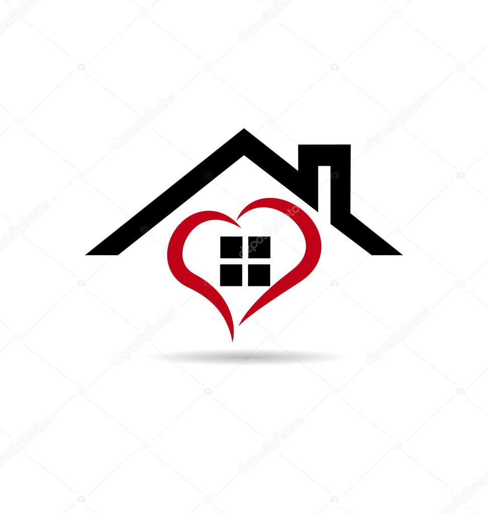 House and heart logo vector icon design template