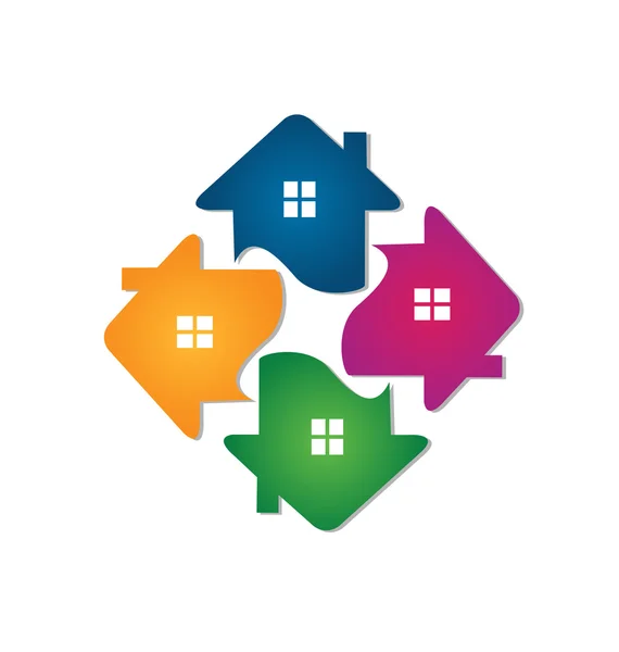 Logo casas logotipo do trabalho em equipe para o negócio imobiliário —  Vetores de Stock