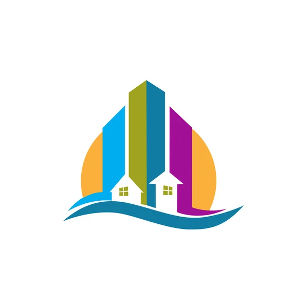 Bâtiments modernes Immobilier logo vecteur — Image vectorielle