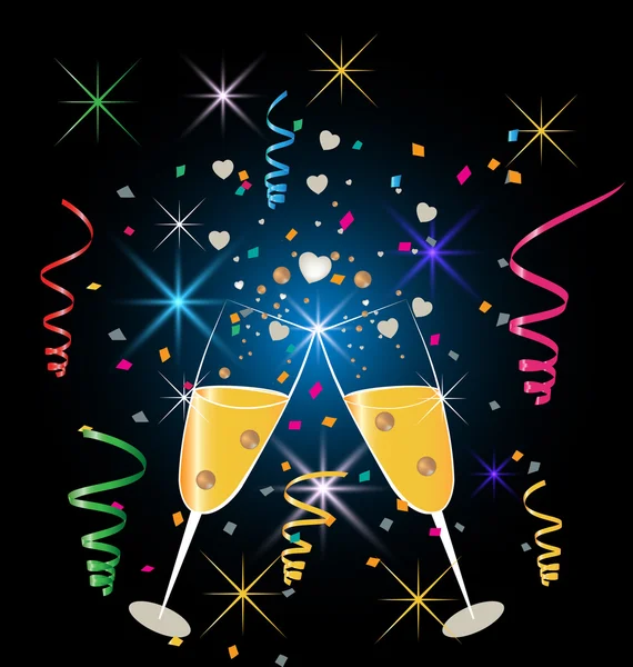 シャンパン グラスのお祝いパーティーのベクトルの背景 — ストックベクタ