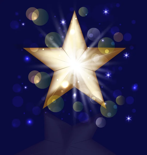 Natal estrela de ouro cartão de saudação — Vetor de Stock