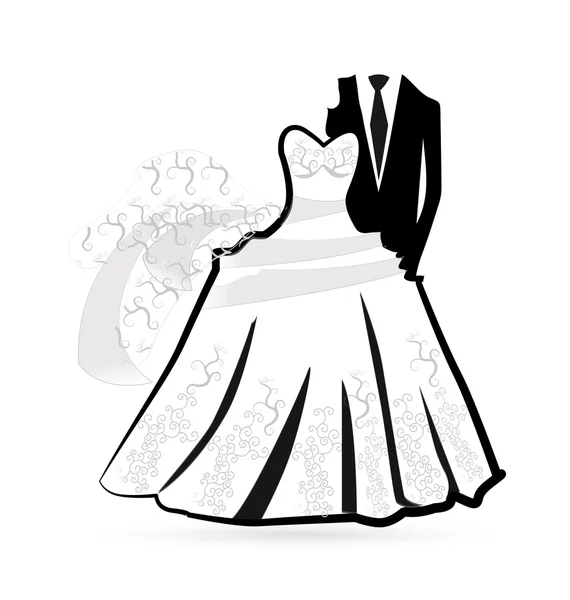Bruiloft - bruid en bruidegom-kaart logo — Stockvector