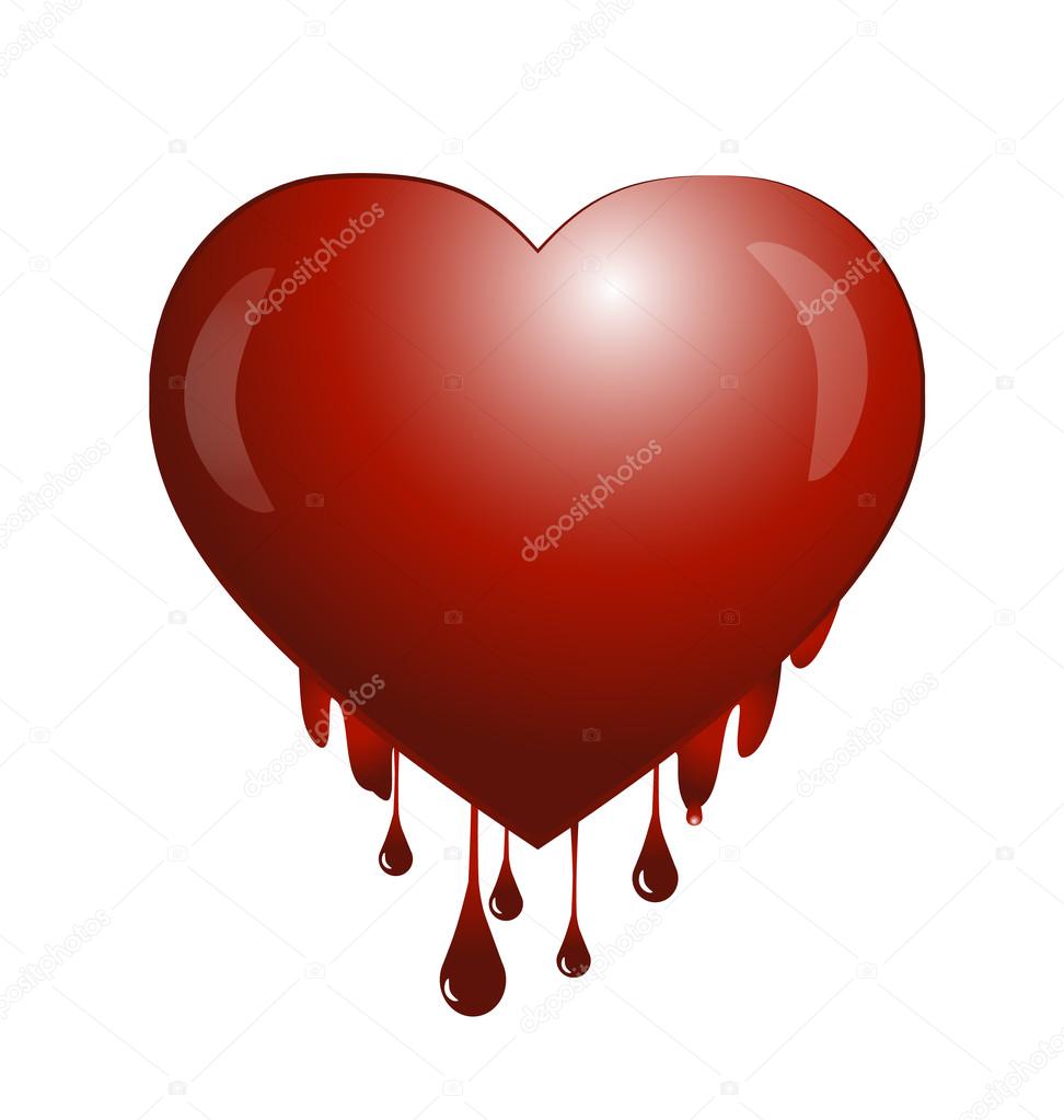 Broken suffered blooding heart of love vector icon logo