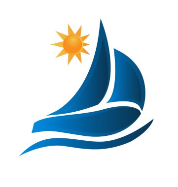 Logo tekne güneş plaj resim vektör simge
