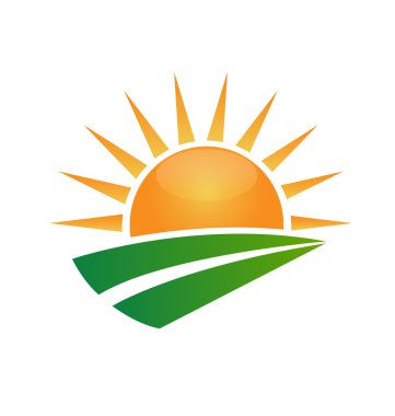 Güneş ve yeşil yol logosu